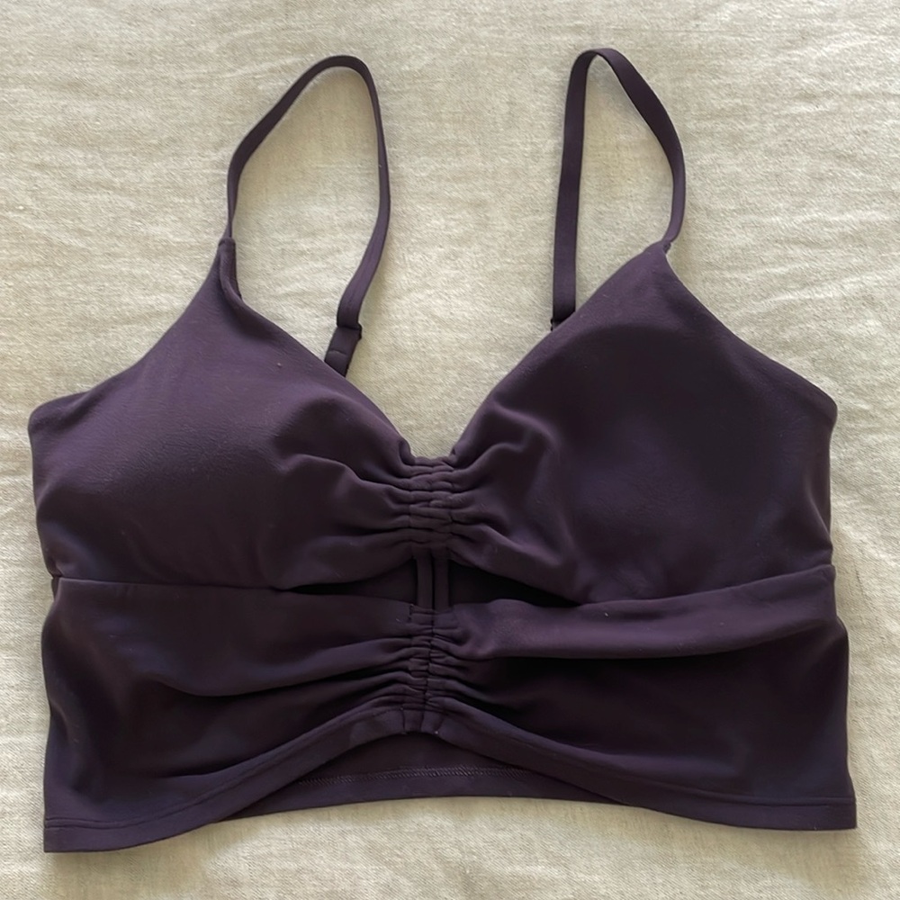 Athleta Purple Ruched Sports Bra